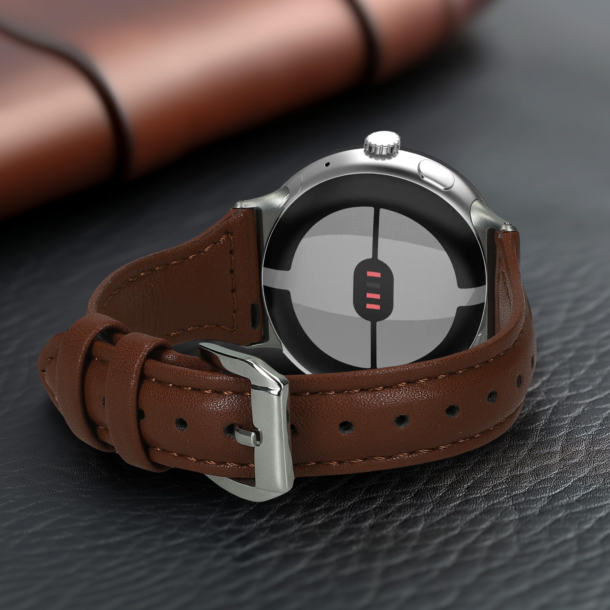 kwmobile Pasek do zegarka z prawdziwej skóry kompatybilny z Google Pixel Watch Series 41mm / Pixel Watch 4 41mm - pasek wymienny do smartwacha - jasnobrązowy
