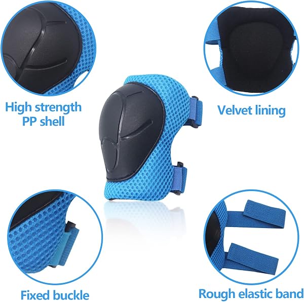 Ginocchiere per bambini, set di protezioni in linea per bambini, 3-8 anni, protezioni regolabili, ginocchiere, attrezzature di protezione per skateboard, scooter, pattinaggio, sci, guida, - 5