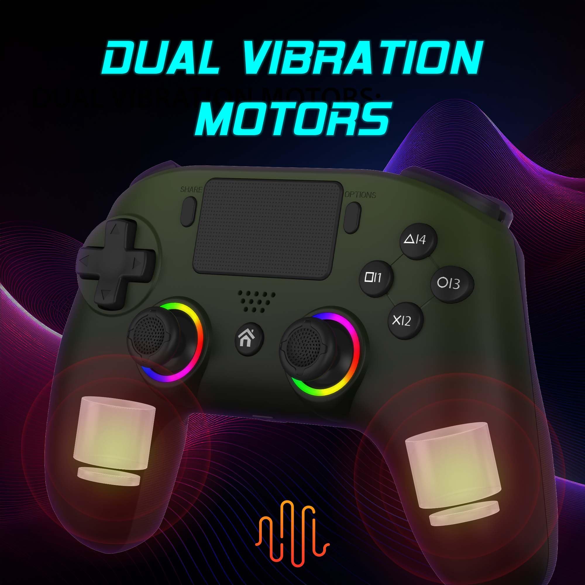 SUBSONIC - Kabelloser Controller für PS5 und PC - RGB LED - Grün | Ergonomisch, Programmierbare LEDs, Vibrationsfunktion, Touchpad, Programmierbare Paddles – Kompatibel mit PS5 und PC