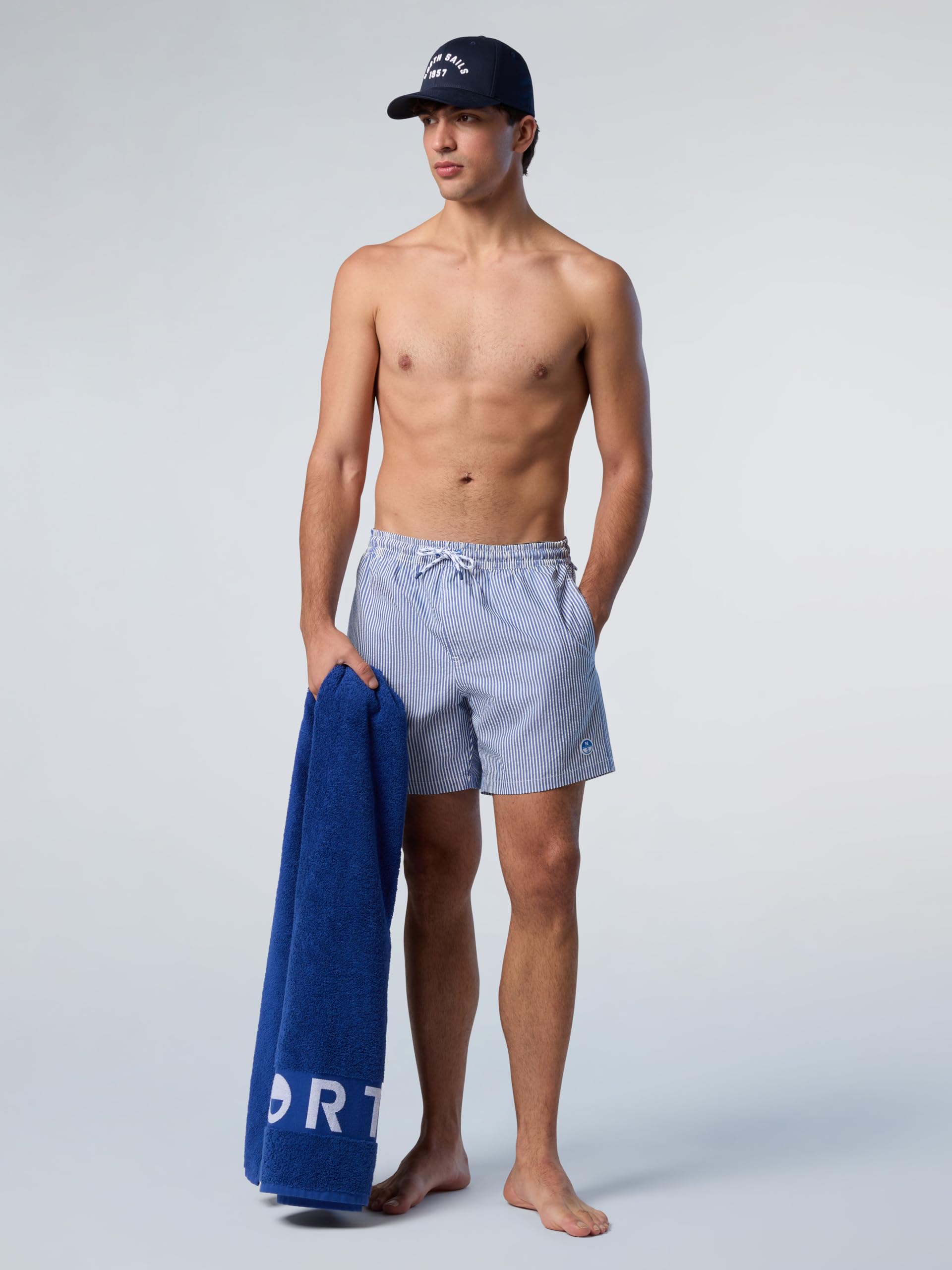 NORTH SAILS Boxer Mare Uomo in Seersucker di Cotone e Poliestere a Righe