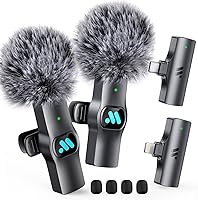 Vista 8 de 2pcs Micrófono Inalámbrico Lavalier para iPhone iPad Grabación de Video, Mini Micrófono para Transmisión en Vivo de Juegos, Entrevistas, YouTube