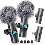 2pcs Dual Receivers Mini Microphone for iPhone iPad Android Video Recording,Lavalier Wireless Microphones for Game,Live Streaming,Interviews,YouTube,TikTok,Vlog