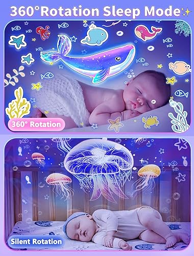 Miniatura 6 de 21 juegos de películas, proyector de luz nocturna para dormitorio de niños, proyector de bebé para techo, luces nocturnas de galaxia con rotación de