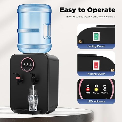 Miniatura 6 de Dispensador de agua fría y caliente para encimera, refrigeración y calefacción eficiente, dispensador de agua de encimera de carga superior para uso