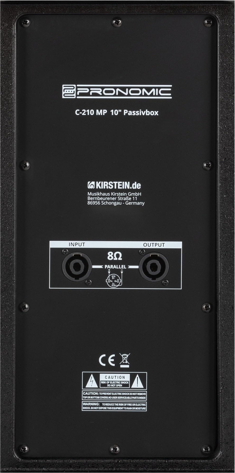 Pronomic C-210 MP 10" Cassa Passiva - Cassa 2 Vie - Potenza: 200 W (RMS), 800 W (Peak) - Woofer 10" + Driver a compressione 1,0" - Impedenza: 8 Ohm - Livello di pressione sonora max.: 123 dB - Nero