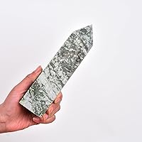 Vista 37 de JIC Gem Extra Large Rare Dendritic Jade Crystal Tower Natural Quartz Crystal Tower Point Wand Large Crystals and Stone Energy Crystal Wand Home