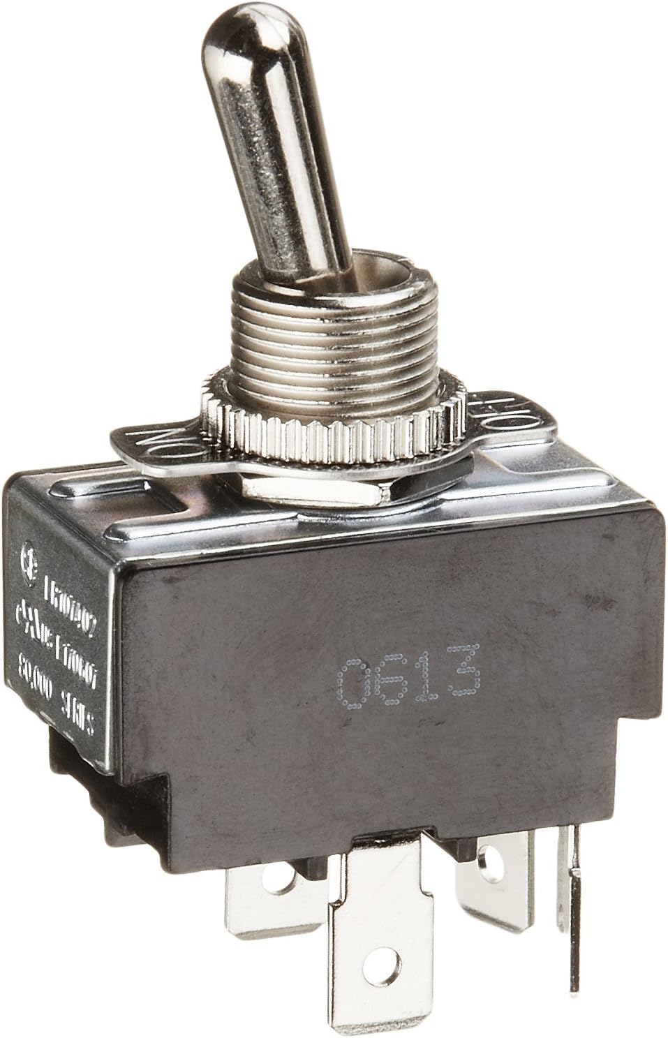 NSI 78130TQ Toggle Switch, Maintained Contact and Multiple Pole, On Off Circuit Function, DPST, Brass/Nickel Actuator, 20/10 amps at 125/250 VAC, 0.250 Quikconnect Connection