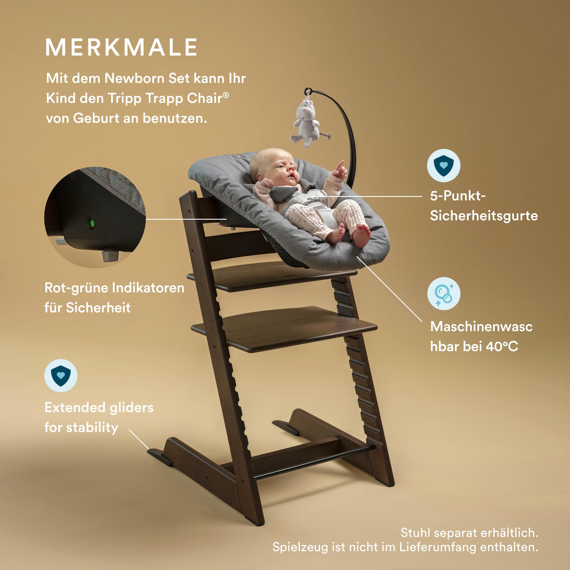 Tripp Trapp Newborn Set, Anthracite - Verwandle den Tripp Trapp Stuhl in einen Babysitz für Neugeborene bis zu 9 kg - Gemütlich, sicher & einfach zu verwenden - Kompatibel mit Modellen nach Mai 2003