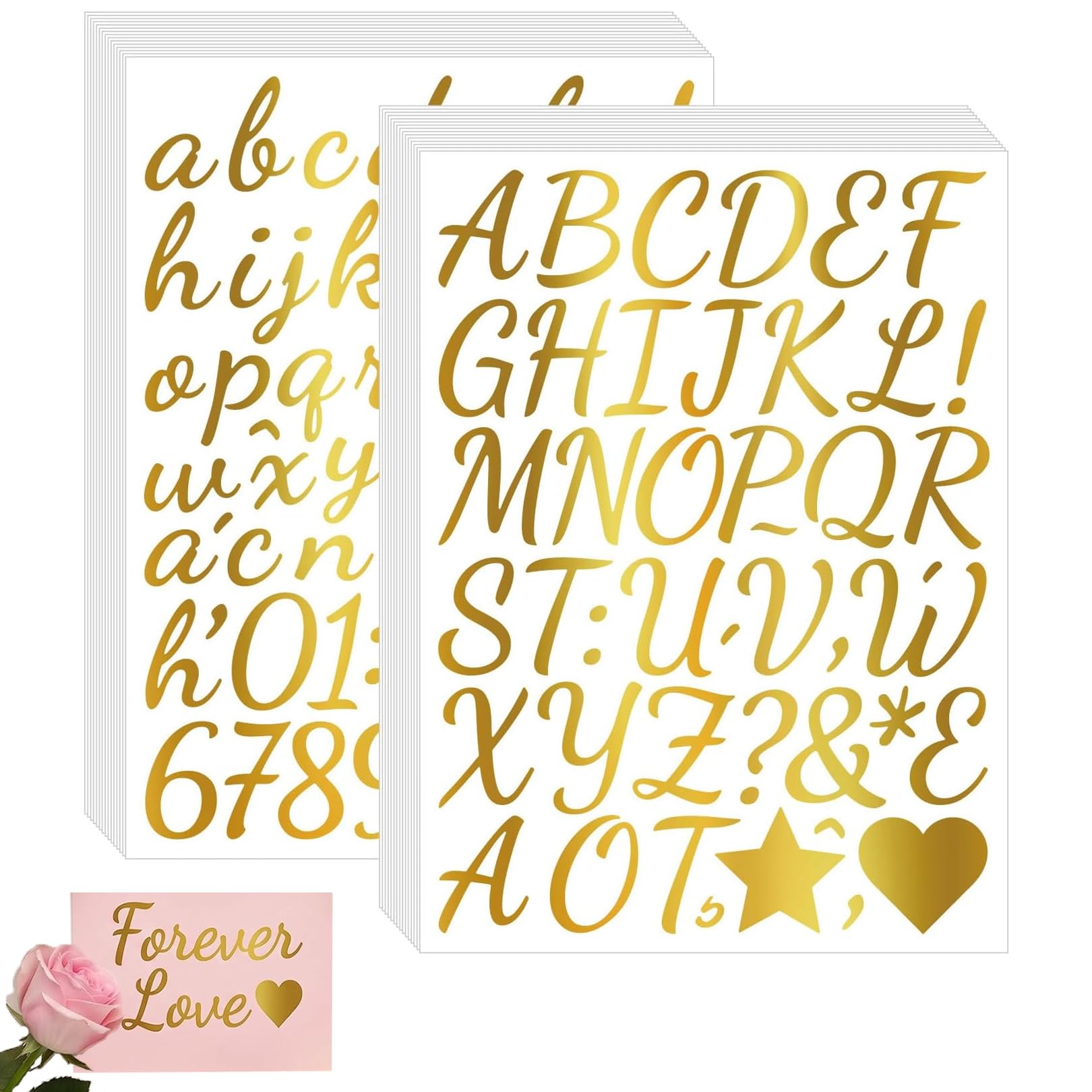 1 Inch Gold Glitter Letter Stickers Set, 1590 PCS Alphabet Number & Symbols, Self Adhesive Waterproof Vinyl Decals for Crafts Scrapbooking DIY Projects Mailbox Labels Party Decorations