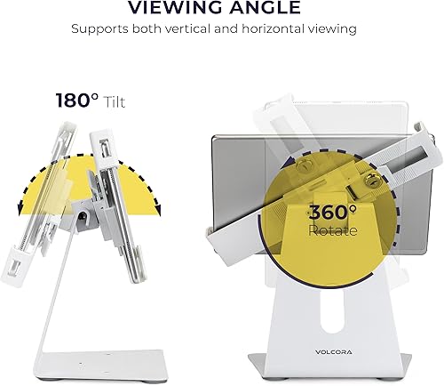 Miniatura 3 de Volcora Soporte antirrobo para tableta iPad de seguridad con cerradura, blanco de 9-13 pulgadas, soporte de quiosco, giratorio, ajustable, para iPad