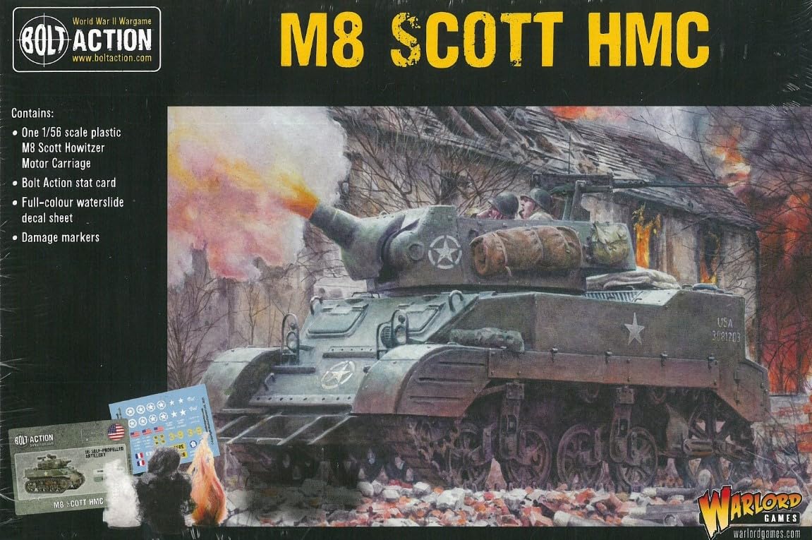 Warlord Games M8 Scott HMC – Modèle à l'échelle 1:56/28 mm en plastique pour action de boulon – Miniatures de la Seconde Guerre mondiale très détaillées pour jeux de guerre de table