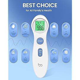 Forehead Thermometer for Adults and Kids, Digital Touchless Thermometer for Baby, Infants and Toddlers, 3 Color Fever Alarm, 1s Fast Accurate Reading, Non Contact