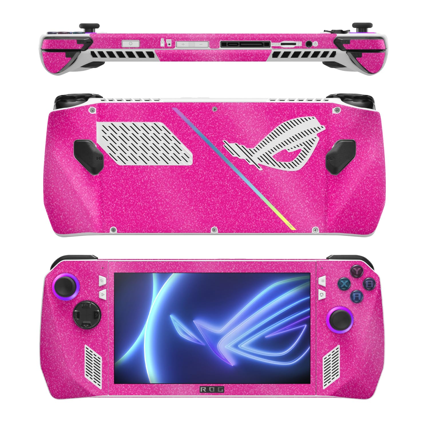 MightySkins Glossy Glitter Skin Compatible with Asus ROG Ally - Solid Hot Pink | Protective, Durable High-Gloss Glitter Finish | Easy to Apply