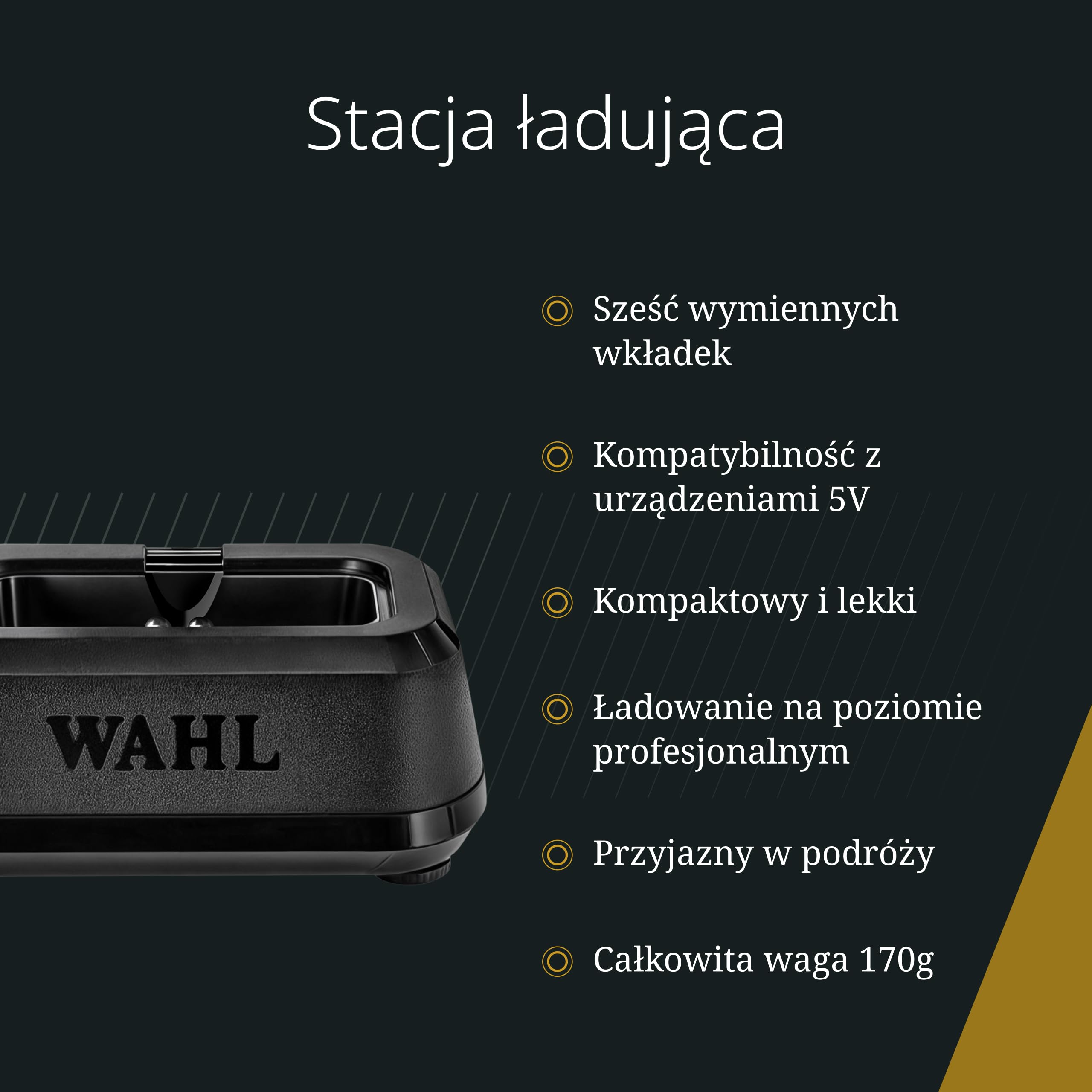Wahl Power Station Ładowarka USB do Narzędzi Wahl i Urządzeń USB-C | Ładowarka do Jednoczesnego Ładowania 3 Narzędzi Wahl 5 Star i Urządzenia USB-C, 6 Wymiennych Wkładek