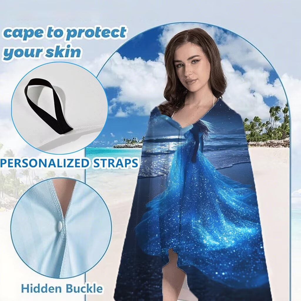 Bleu Serviette de Plage 100x200cm Lot de 2, Rêve Serviette Microfibre Ultra Absorbantes Séchage Rapide Anti Sable Léger Transport Compacte Drap de Plage pour Piscine Voyages Femme et Homme, Model411