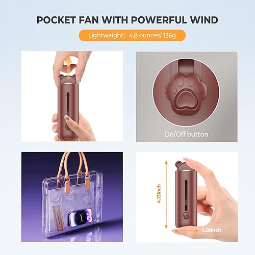Miniatura 6 de Mini Handheld Fan, Portable Fan for Kids with Soft Blade, Safety Powerful Small Fan, Low Noise Personal Fan, Cute Kids Fan, Battery Powered