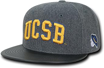 University of California Santa Barbara UCSB Gauchos Melton Wool Vinyl NCAA Retro Flat Bill Officially Licensed Snapback Baseball Cap Hat Dark Gray
