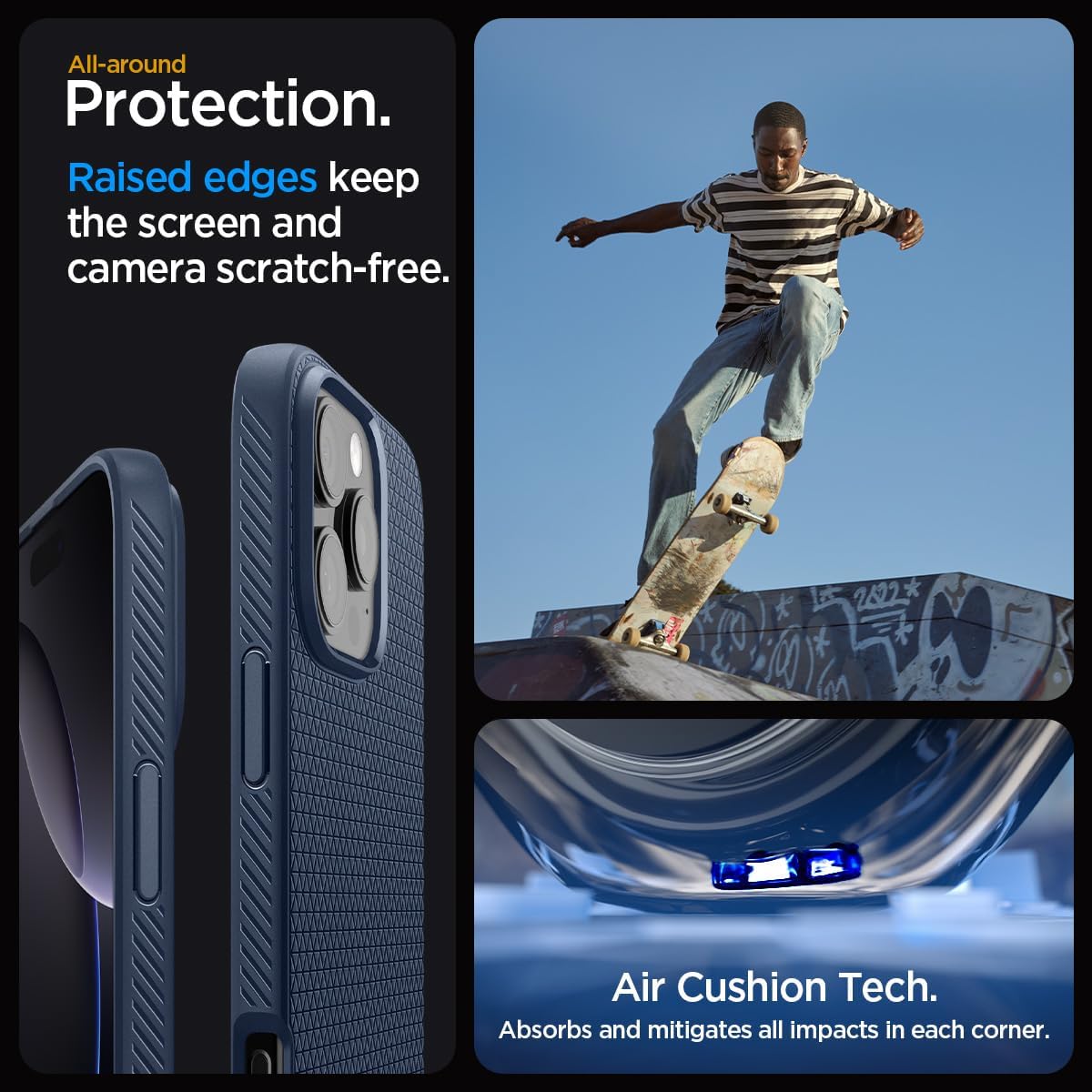 Spigen Liquid Air Designed for iPhone 16 Pro Case [NOT Compatible with MagSafe], [Military-Grade Protection] - Navy Blue - Image 6