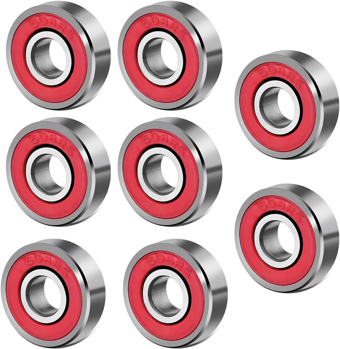 ChicAbode 8 Pcs Skateboard Bearings, Ball Bearings, Longboards, Premium 608 Ball Bearing, Sturdy and Durable, for Skateboard, Roller Skates, Inline Skate, Quad Skates, Scooter and Longboard
