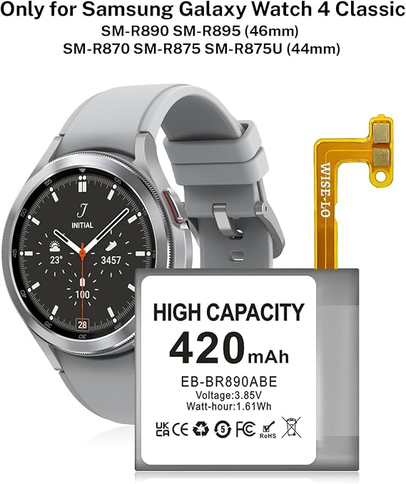 SHENMZ 420mAh EB-BR890ABY Replacement Battery for Samsung Galaxy Watch 4 Classic (46mm SM-R890/SM-R895 & 44mm SM-R870/SM-R875) with Tools