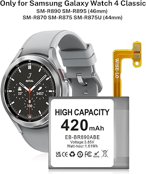 SHENMZ 420mAh EB-BR890ABY Replacement Battery for Samsung Galaxy Watch 4 Classic (46mm SM-R890/SM-R895 & 44mm SM-R870/SM-R875) with Tools