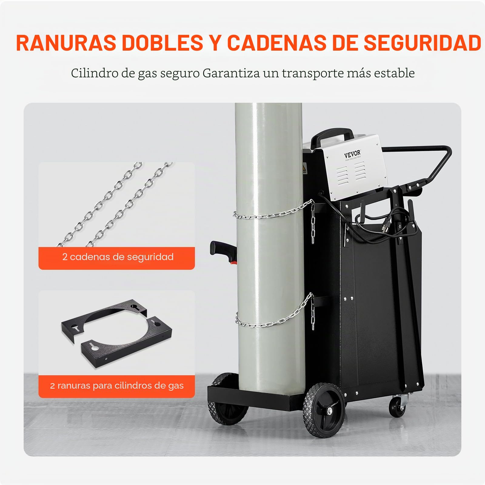 VEVOR Carro de Soldadura de 2 Cajones, Resistente, con Gabinete con Cerradura Antirrobo, Capacidad de Peso Estático de 159 kg, Ruedas Giratorias de 360°, Cortador de Plasma, 465 x 920 x 925 mm
