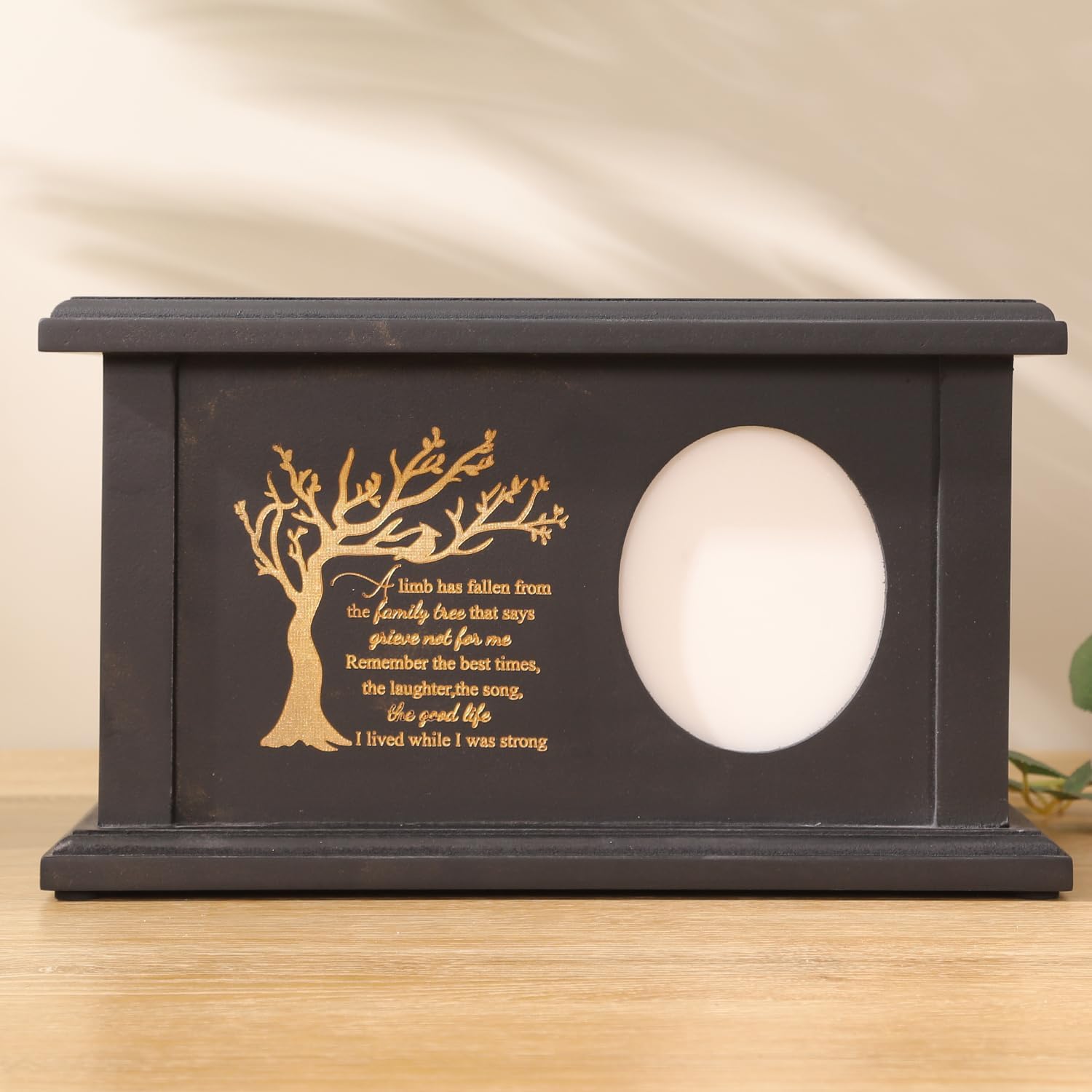 Wooden Urns for Human Ashes - Wood Cremation Urns Adult for Funeral, Burial or Home - Urns for Ashes Men Women - Decorative Urn for Ashes Male Female (Black Tree of Life, with Frame) - Image 7