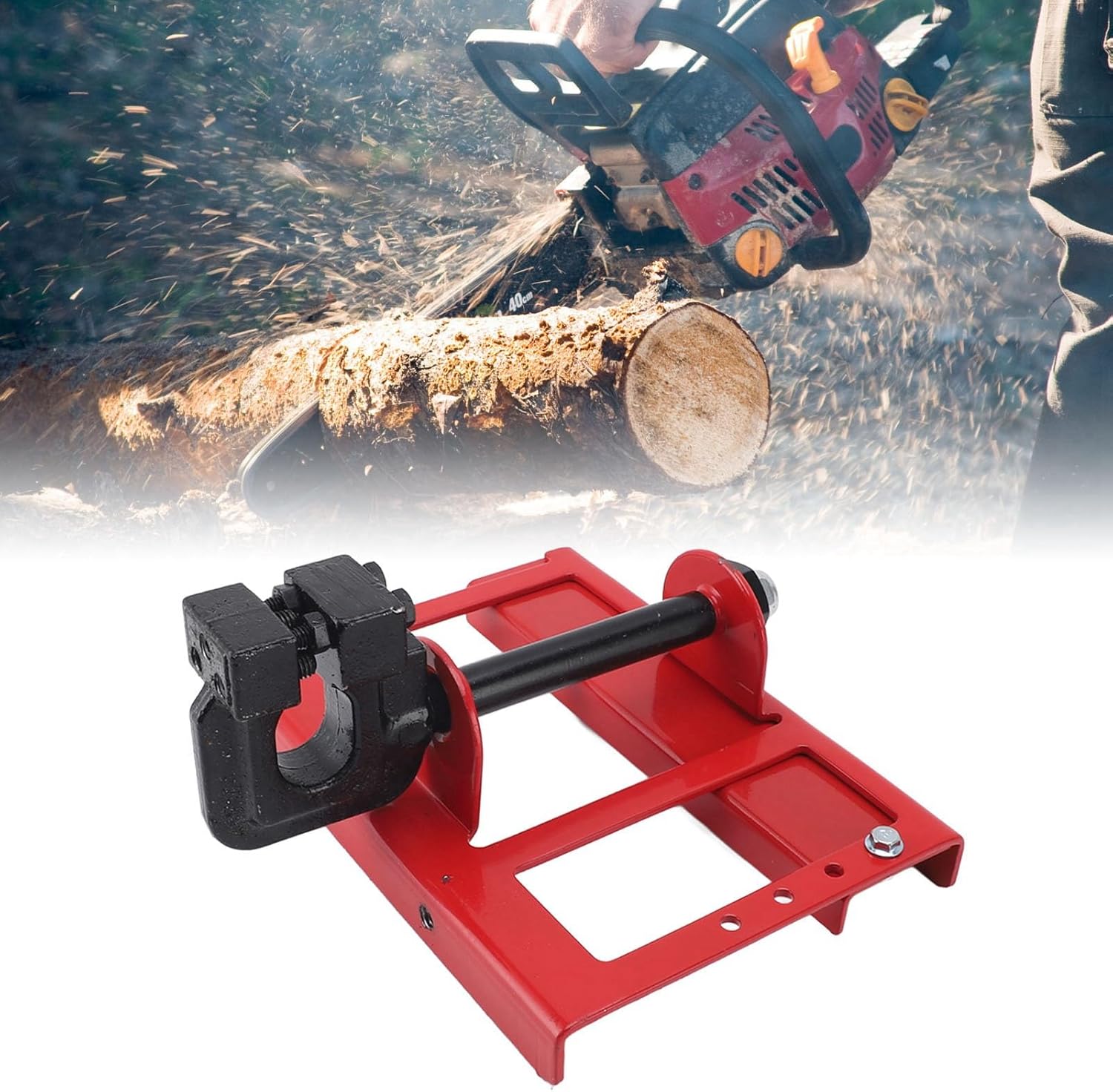 Vertical Chainsaw Mill, Lumber Cutting Guide Sawmill Attachment for Woodworkers Portable Compact (Red)