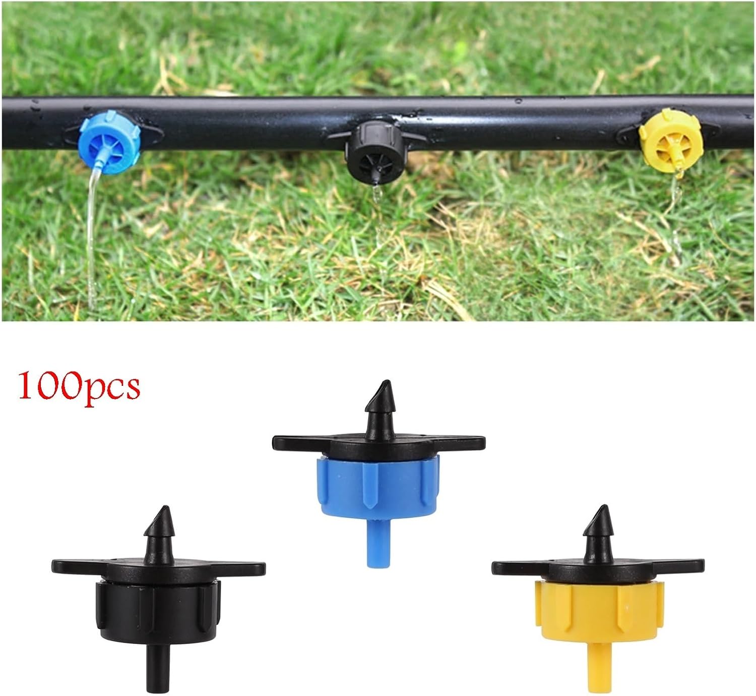 Irrigation System forgarden 100pcs Garden 2L/H 4L/H 8L/H Emitter Pressure Compensating Dripper Micro Irrigation Hose Drip Head Garden Sprinkler(2L)