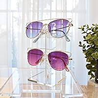 Vista 6 de MOOCA Juego de 2 piezas de soporte acrílico de alta calidad para gafas, soporte para gafas de sol, soporte para lentes de sol, soporte de marco
