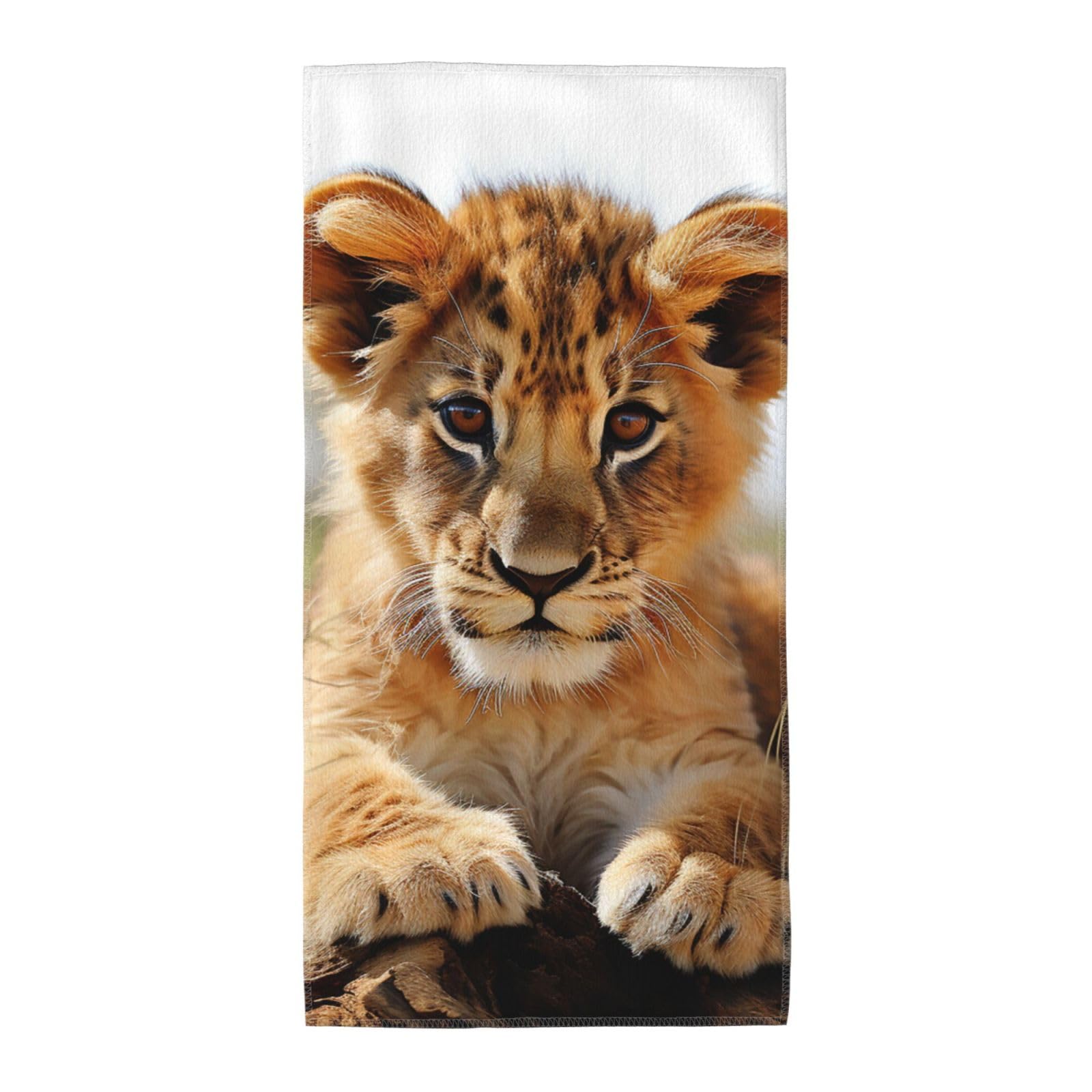 FekiLoot Absorbent Hand Towels 12"X24" Decorative Bathroom Towel Soft Microfiber Face Towel Cute Little Animal Lion Dish Kitchen Towels for Bathroom Kitchen Hotel Spa Bath Towels