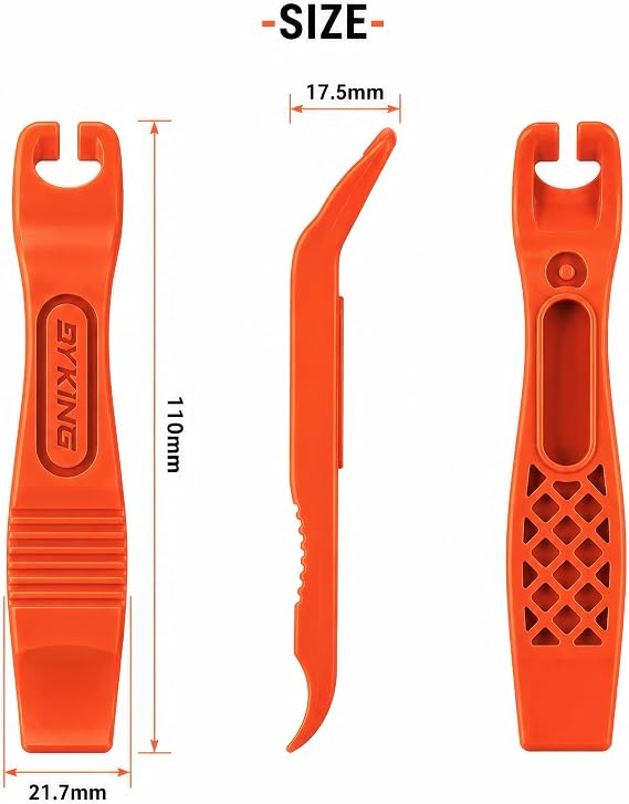 Byking Bicycle Tyre Levers (Set of 2), Strong Lever for Quick Tyre Removal, Cycling Tool Gift. (Orange)