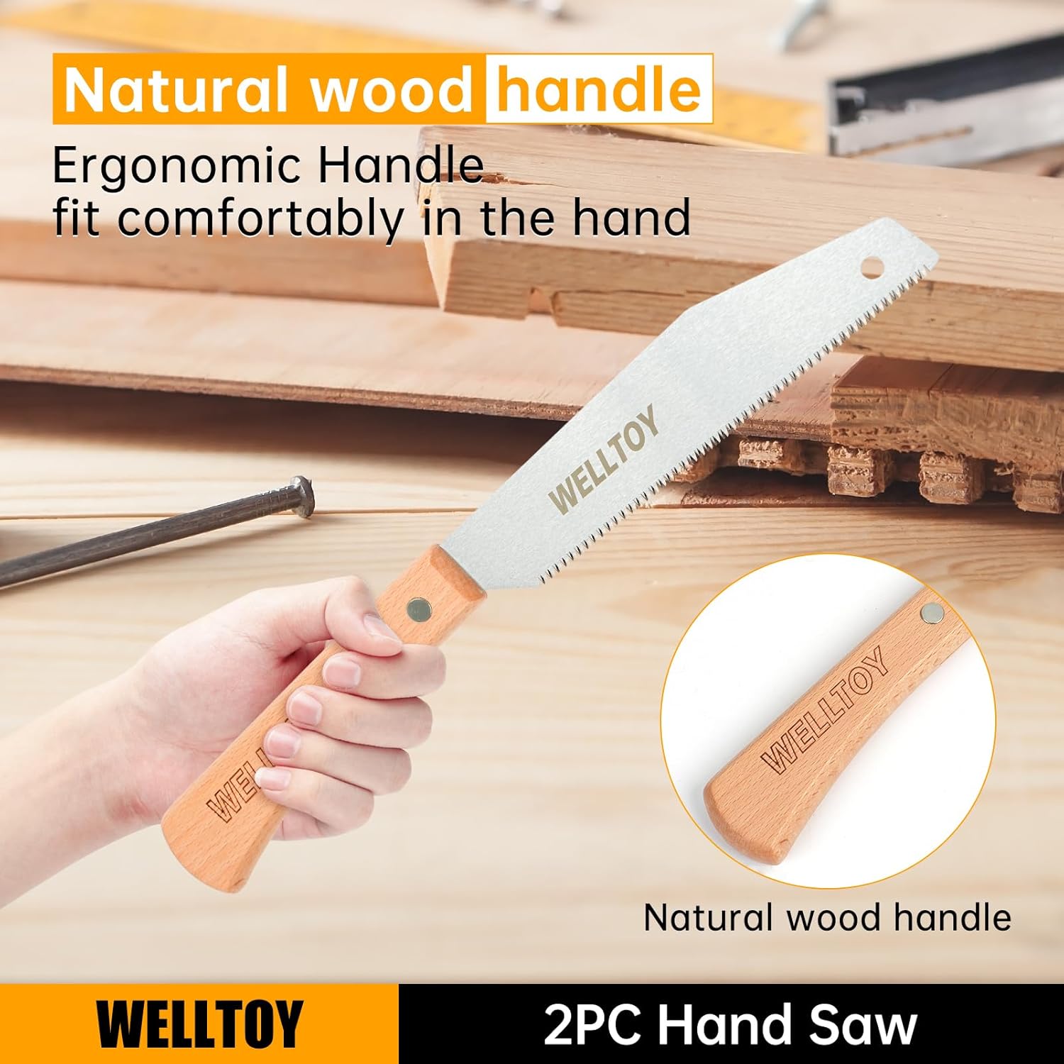 2PC Small Hand Saw,6 inch Japanese Pull Saws with Anti-Slip handle,Flexible Blade,17 TPI Japanese Flush Cut Saw for Flush Cut Woodworking,DIY and Small Project.