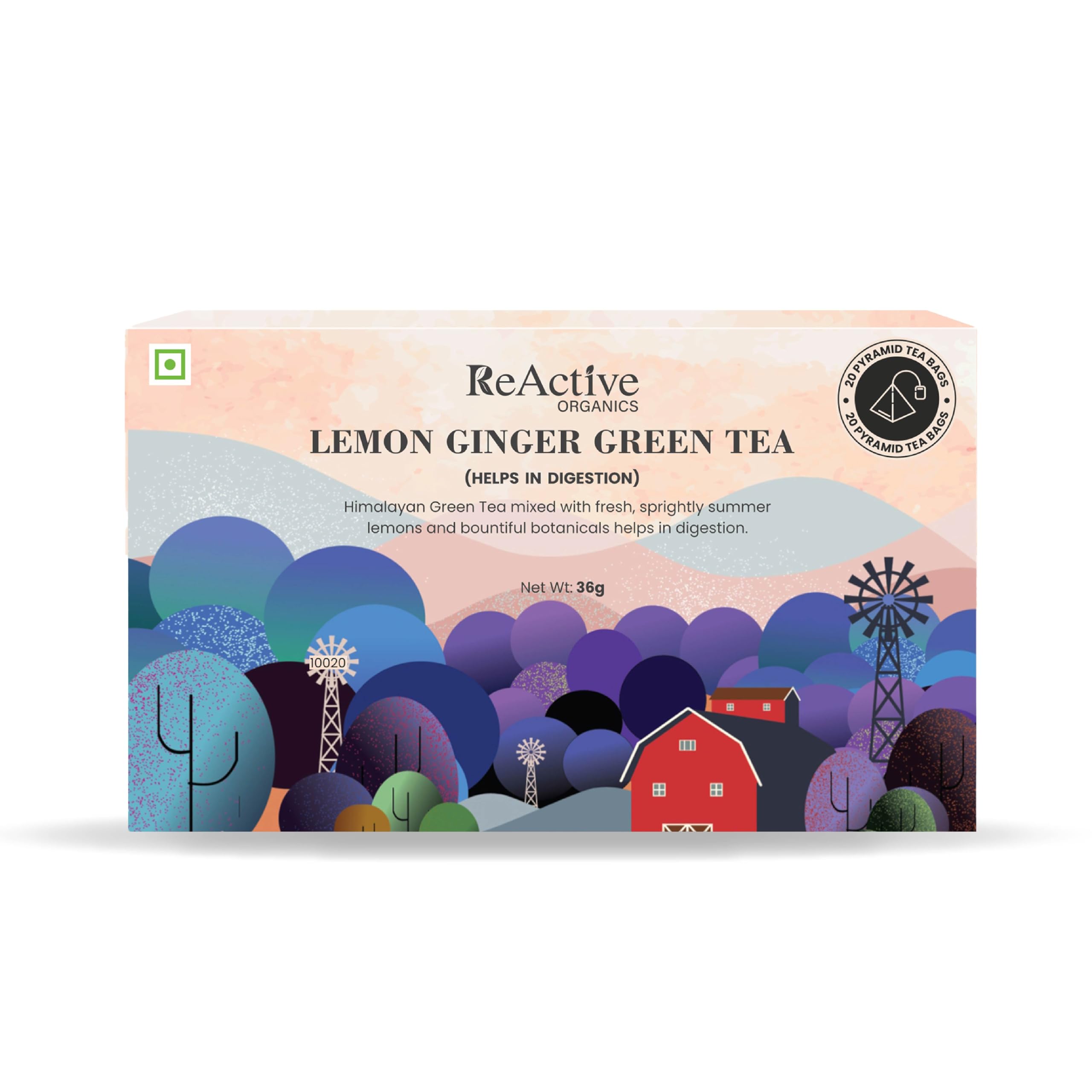 ReActive Organics - Lemon Ginger Green Tea | Cinnamon, Lemon, Holy Basil, Ginger, Green Tea | Helps in Digestion | 100% Natural Ingredients | Premium Tea Bags (B0BG5Y88HQ) Amazon Price History, Amazon Price Tracker