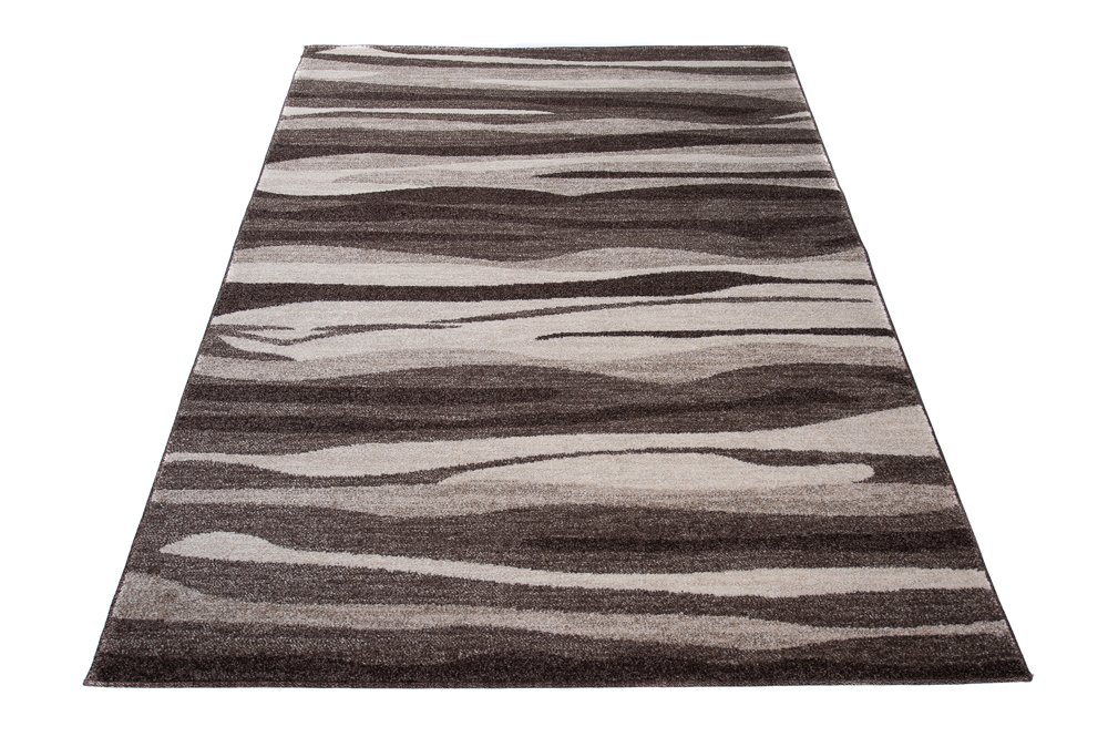 Tapiso Dywan Sari nakrapiany, krótkie runo, designerski, beżowy, brązowy, abstrakcyjne paski, zebra, do salonu, ÖKOTEX 140 x 190 cm