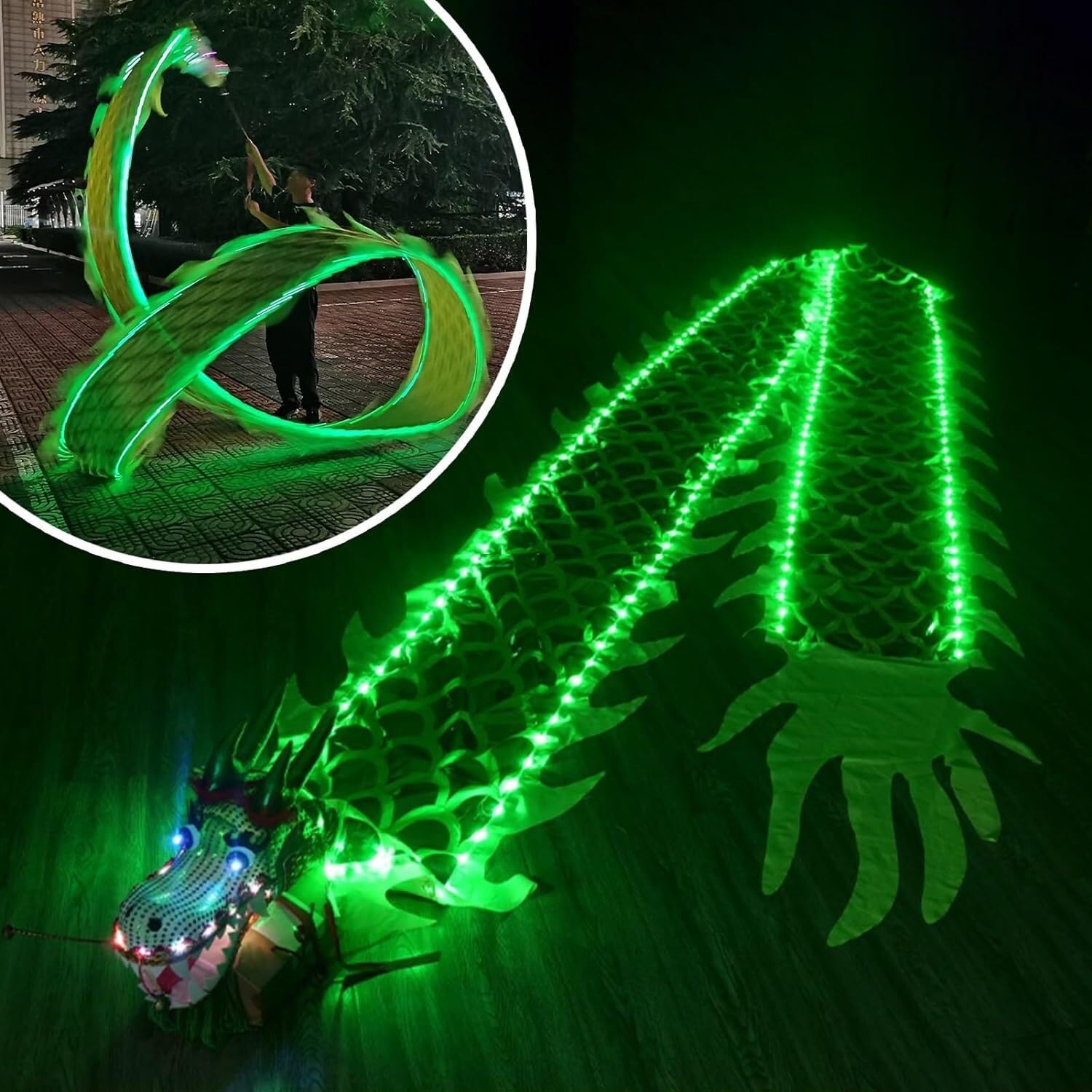 Wstążka smoka Streamer LED Dragon Poi z satynową wstążką, wielokolorowy, 3m-10m
