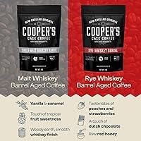Vista 3 de Set de regalo de café Cooper's Cask Coffee, 3 bolsas con café Sumatra Whiskey, Ethiopian Rye, Rwanda Rum y Whole Coffee Beans, añejados en barril