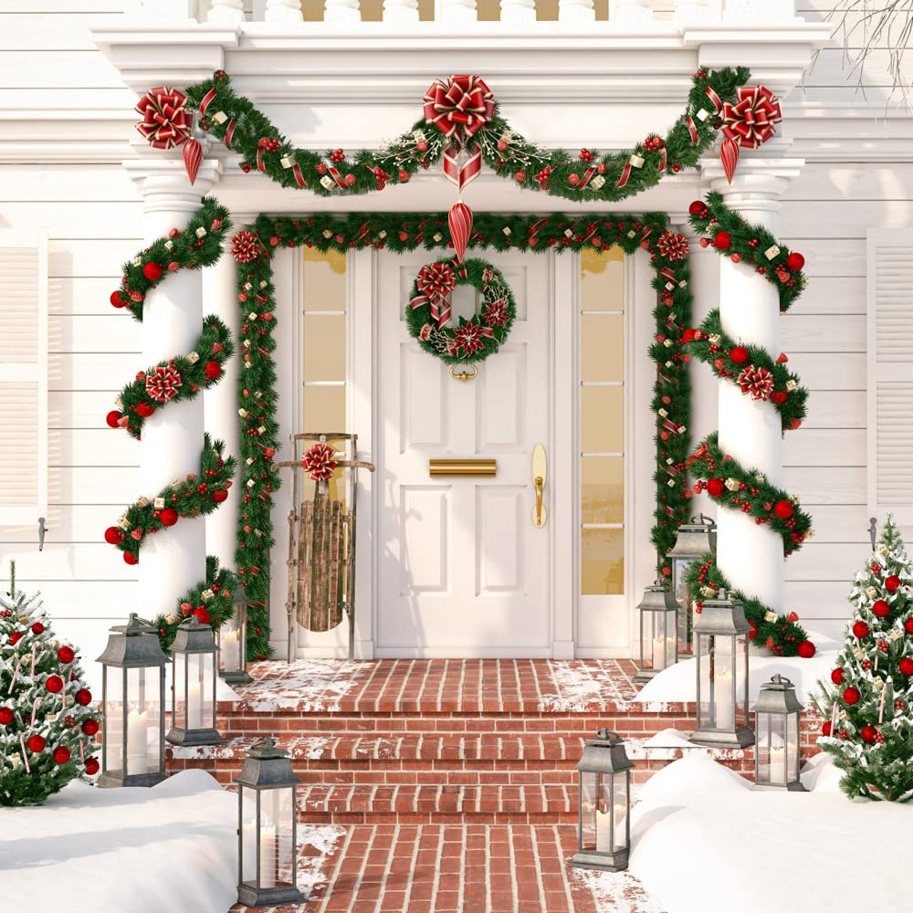 XIMISHOP Guirnalda de Navidad de 50 pies para Decoraciones, Guirnalda de Pino Artificial de Vino Suave para decoración del hogar, jardín, Interior y Exterior
