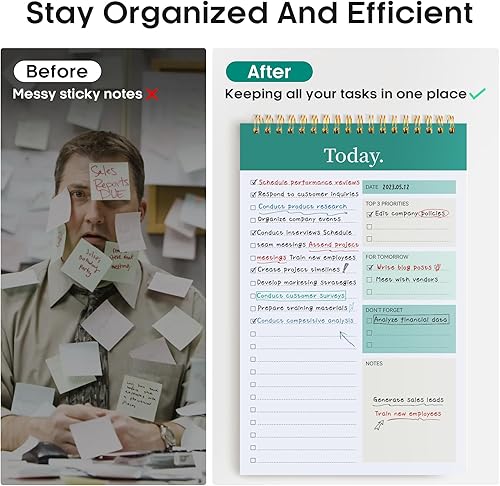 Miniatura 81 de Taja Bloc de notas de lista de tareas pendientes para el trabajo con 52 hojas, 9.8 x 6.5 pulgadas, planificador diario sin fecha, perfecto
