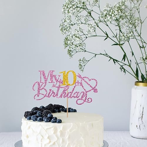 Miniatura 10 de Pink My 17th Birthday - Decoración para tartas de 17 años, decoración de fiesta de 17 años, purpurina dorada para decoración de fiesta de cumpleaños