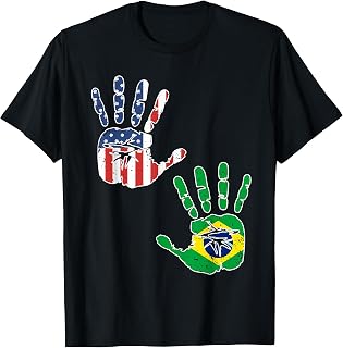 USA Brazil Handprint Flag Proud Brazilian American Heritage T-Shirt