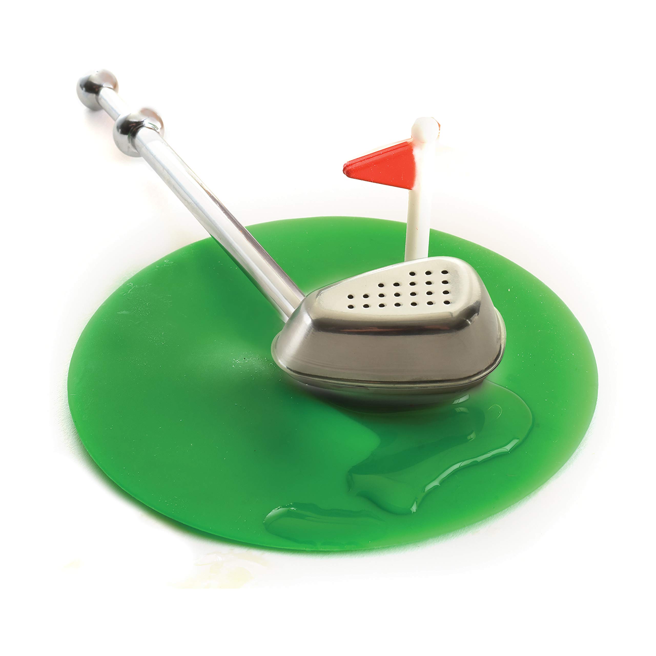 Norpro NP5653 5653 Tee Time - Infusor de té de acero inoxidable con tapa y atrapapotos, color verde