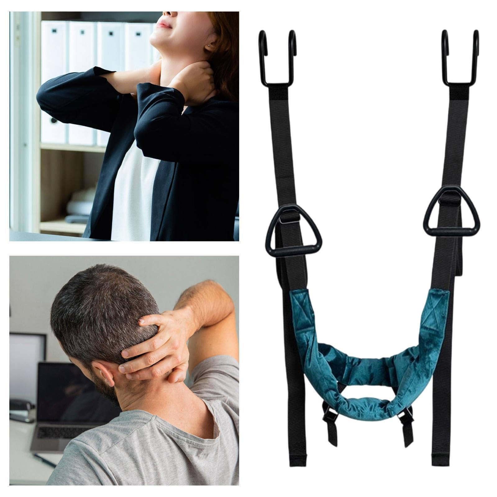 Dispositif de Traction Cervicale, Sangle d'étirement Cervicale, Appareil de Traction Du Cou, Hamac d'étirement Du Cou, Harnais de Suspension, pour Soulagement de la Douleur Cervicale, avec PoignÉe