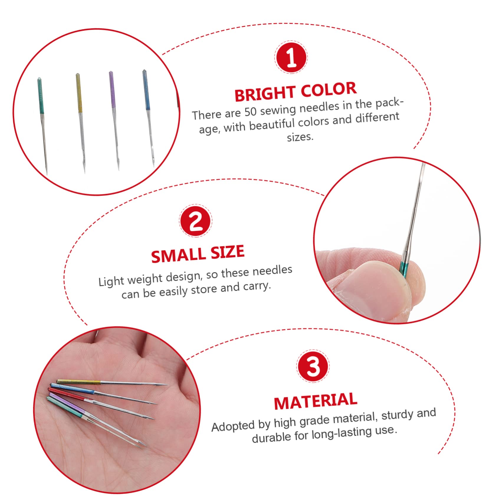 SHINEOFI 50 Agujas Metálicas para Máquina de Coser, Multiusos y Ligeras, Ideales para Telas Elásticas y Costura Doméstica en Prendas como Abrigos y Camisas