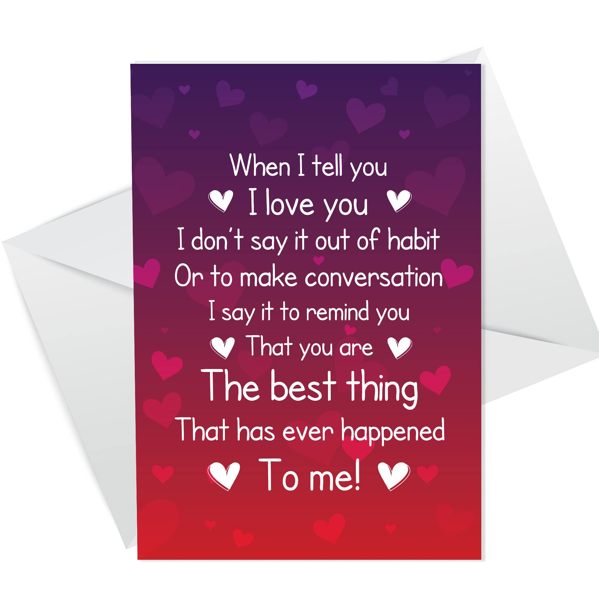 I LOVE YOU Card Poem Anniversary Card For Him Her Boyfriend Girlfriend Husband Wife