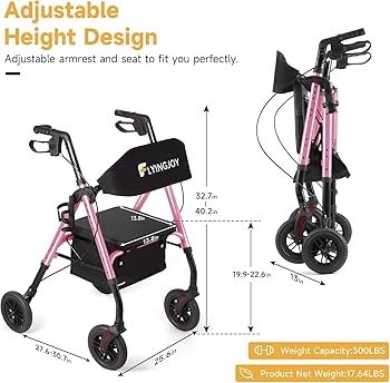 Amazon.com: FlyingJoy Rollator Walkers for Seniors, Foldable