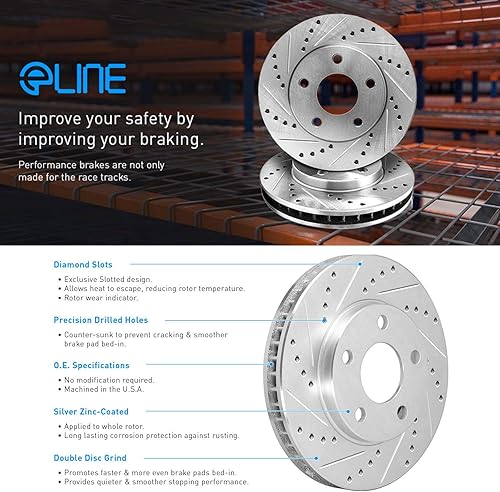Miniatura 4 de delantera y trasera Eline drilled Slotted rotores de freno & Cerámica Pads CEC. 42133.02