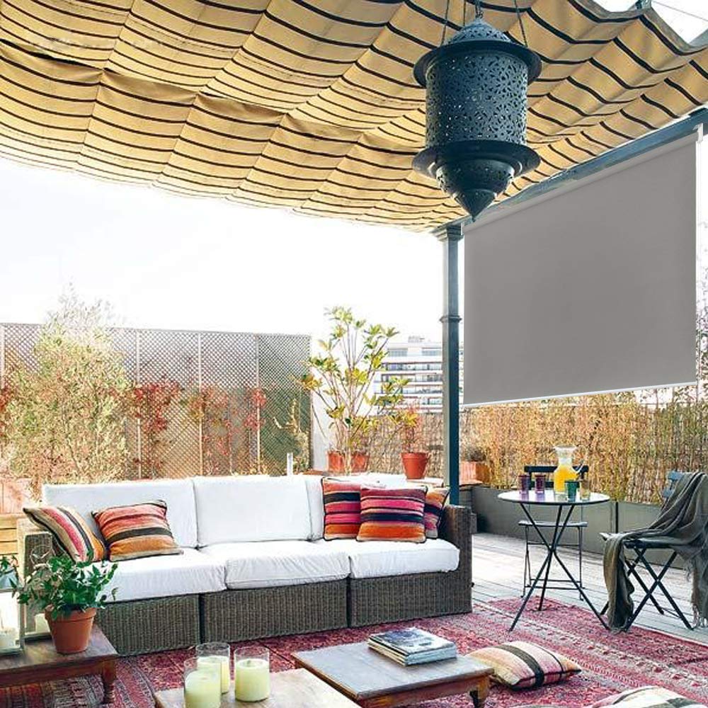 HENGMEI Toldo Vertical para Balcón y Terraza, Protección Solar Exterior, Gris, 140 x 140 cm