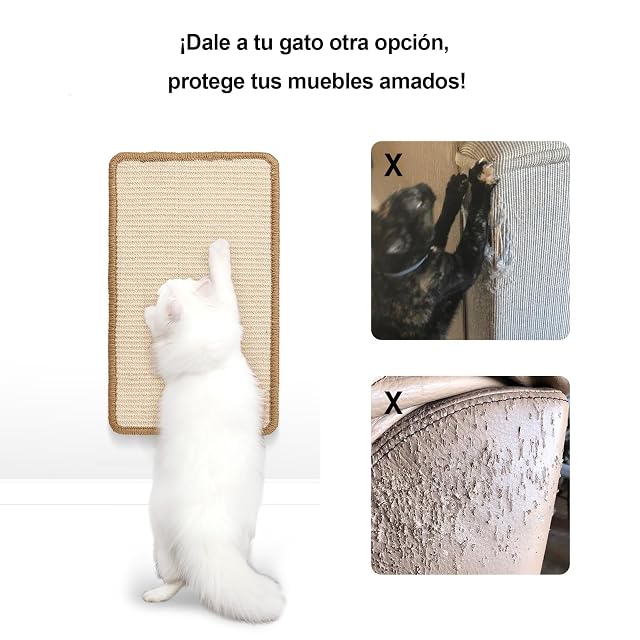 Foto 3 de 6 de FUKUMARU Alfombrilla rascador para Gatos, Cuerda de sisal Natural para Gatos