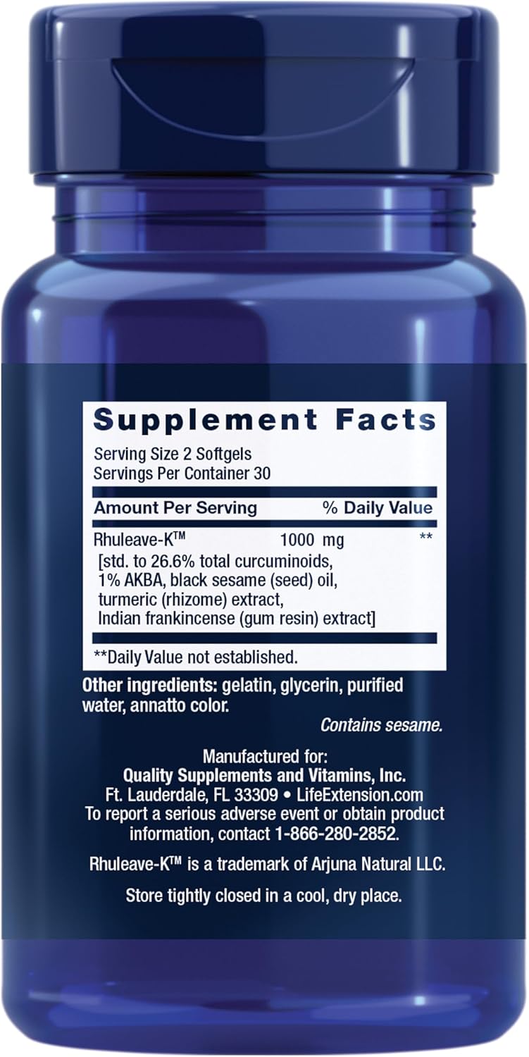 Life Extension Fast Acting Relief, Black Sesame Seeds, Turmeric, Boswellia, Joint Support Supplement, Quick Relief for discomfort in Bones, Joints & Muscles, Gluten-Free, Non-GMO, 60 softgels - Image 2